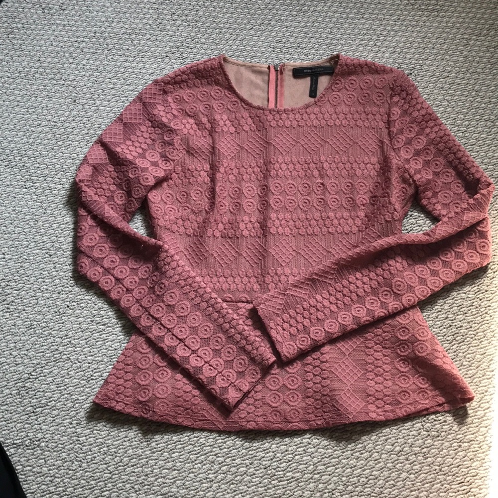 BCBGMaxazria peplum rose top size S
